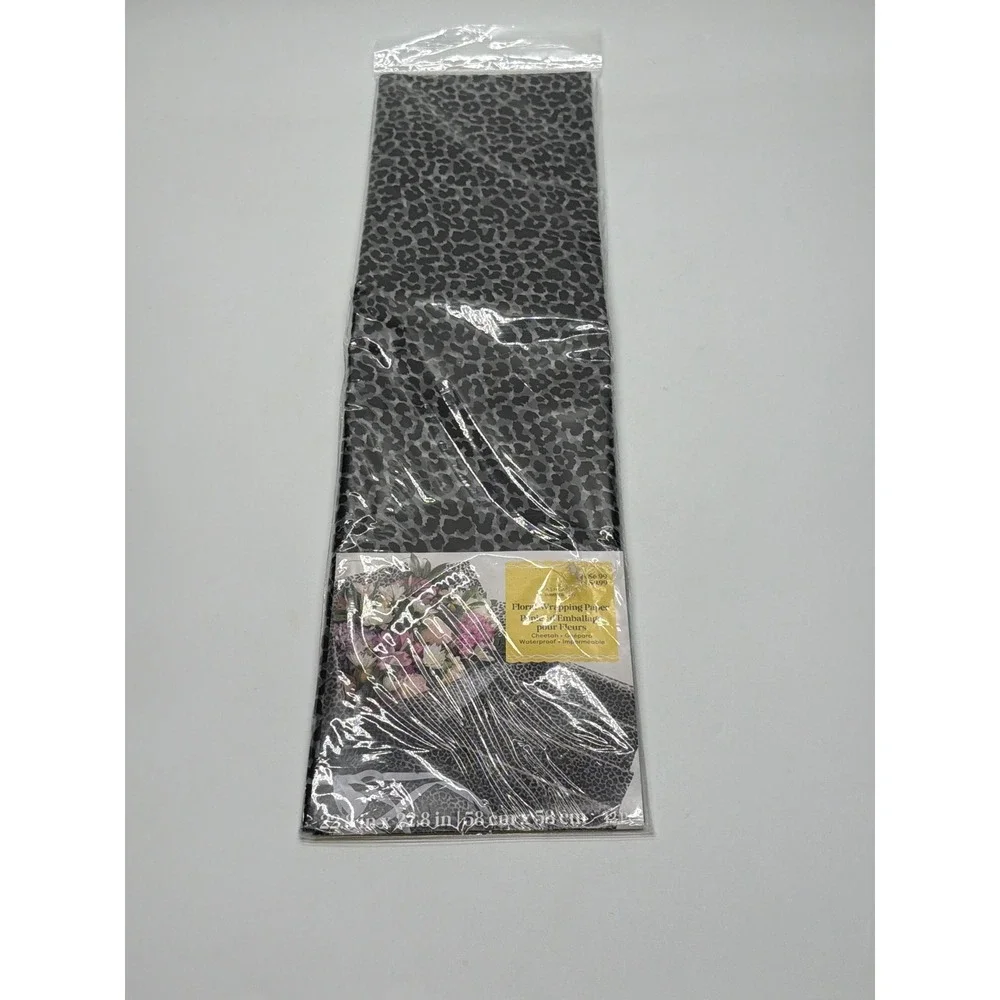 12 Sheets Grey Cheetah Waterproof Floral Wrapping Paper 22.8x22.8in Animal Print